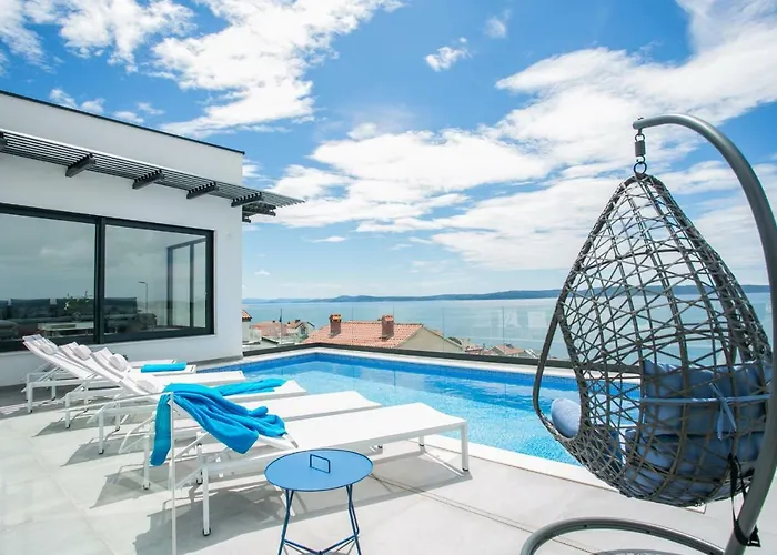 Olive Exclusive - 8 People, Heated Pool, Okrug Gornji, Sea View 빌라 *